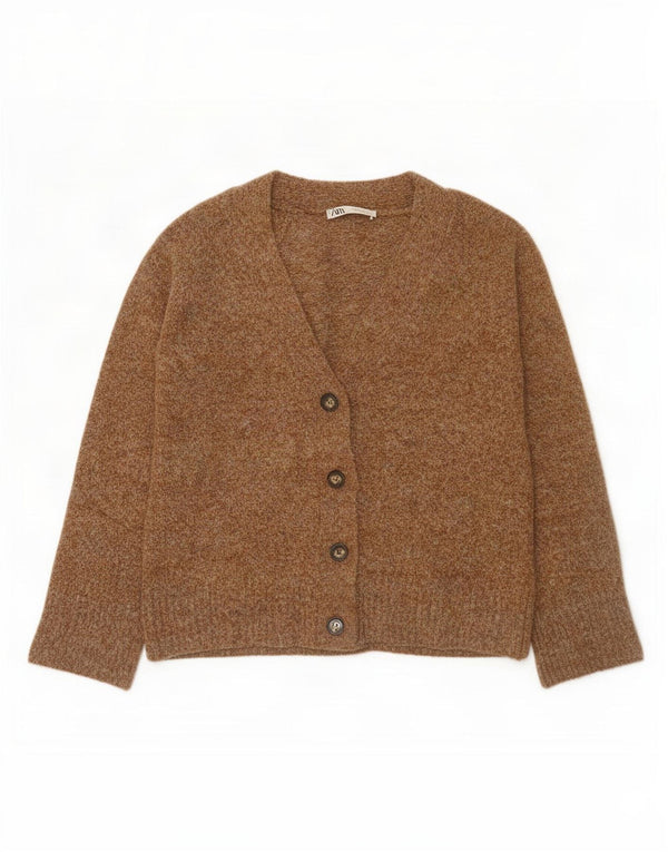 Maglione cardigan oversize da donna Zara UK 10 piccolo poliestere marrone