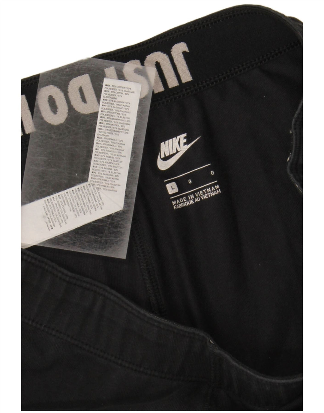 NIKE Womens Graphic Leggings UK 14 Large  Black Cotton