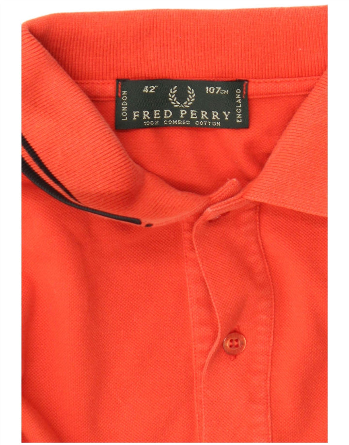 Polo da uomo a maniche lunghe Fred Perry in cotone arancione medio