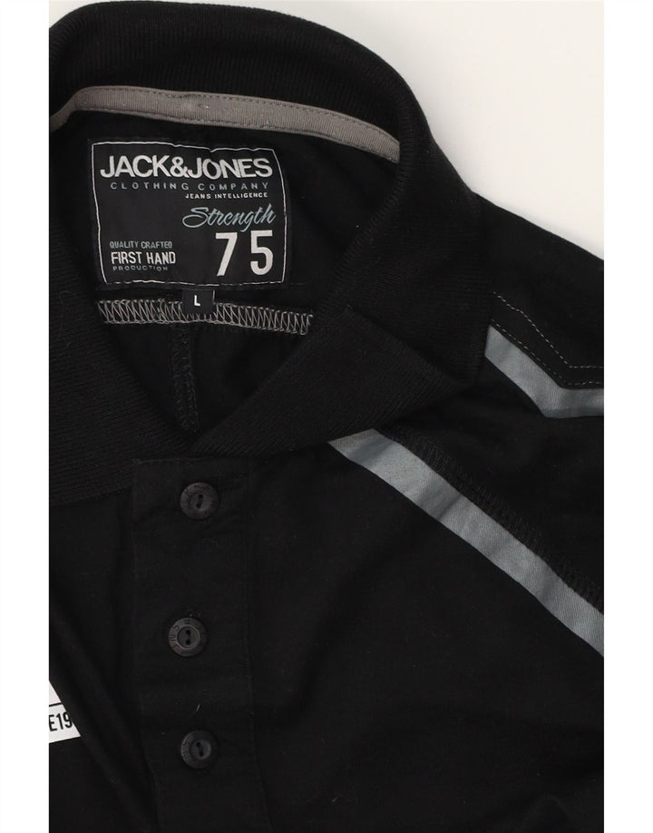 JACK & JONES Polo da uomo grande nera geometrica