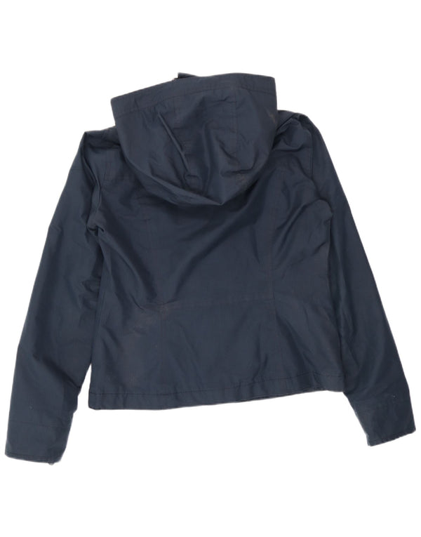 Hollister Womens Hooded Bomber Jacket UK 10 Small Navy Blue Polyester