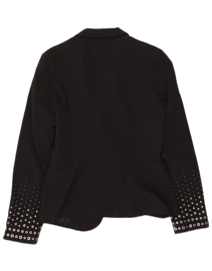 Giacca Blazer a 1 Bottone da Donna ZARA UK 12 Medio Nero Poliestere