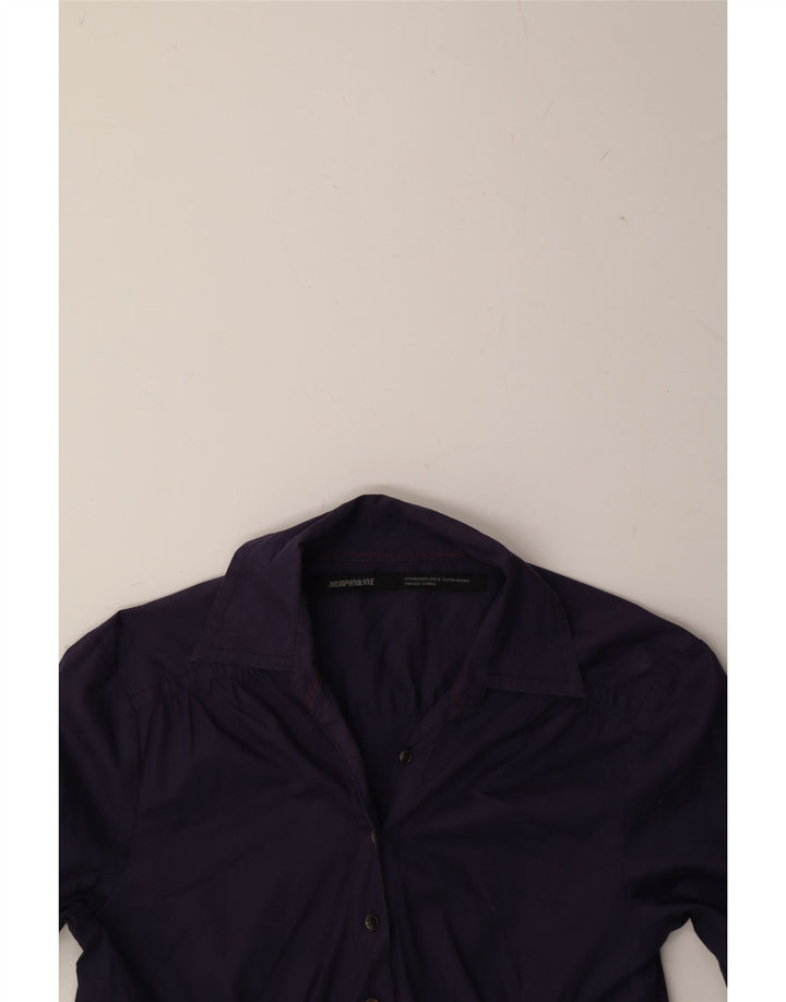 MURPHY & NYE Womens Shirt UK 14 Large Purple Cotton Vintage Murphy & Nye and Second-Hand Murphy & Nye from Messina Hembry 