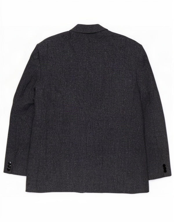 Giacca blazer lunga da uomo a 2 bottoni Harris Tweed taglia 50 XL blu navy screziato