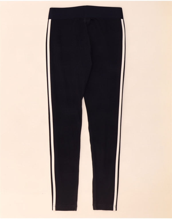 Adidas Womens Leggings UK 12/14 Medium Navy Blue Cotton