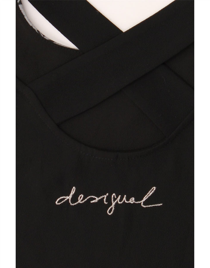 DESIGUAL Womens Top 3/4 Sleeve UK 14 Medium Black Floral Vintage Desigual and Second-Hand Desigual from Messina Hembry 