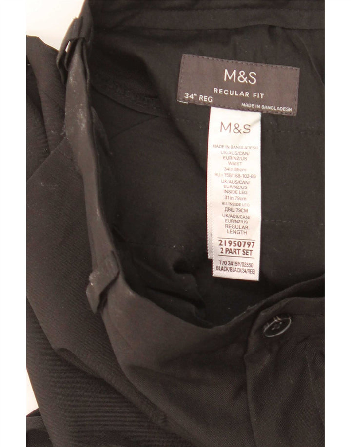 Pantaloni chino dritti vestibilità regolare da uomo Marks & Spencer W34 L31 neri