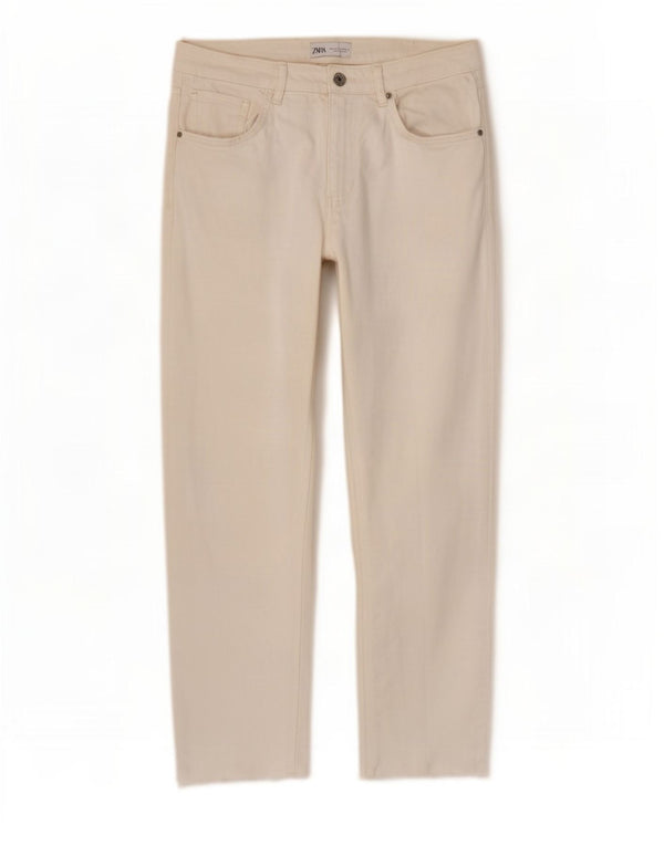 Jeans dritti corti da donna Zara EU 40 medi W30 L26 bianchi