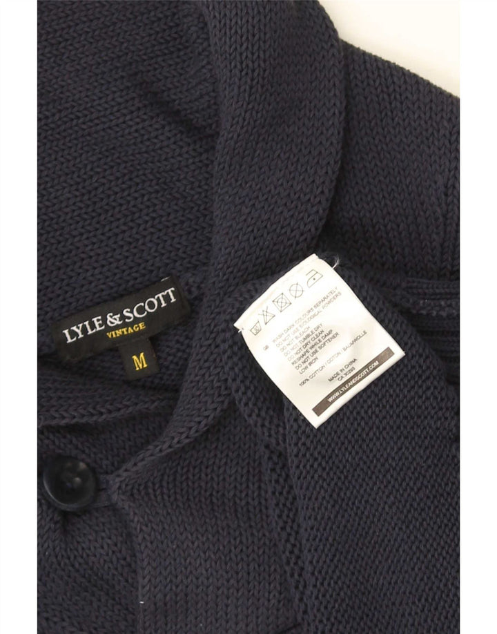 Lyle & Scott Maglione da uomo con collo a scialle in cotone medio blu navy