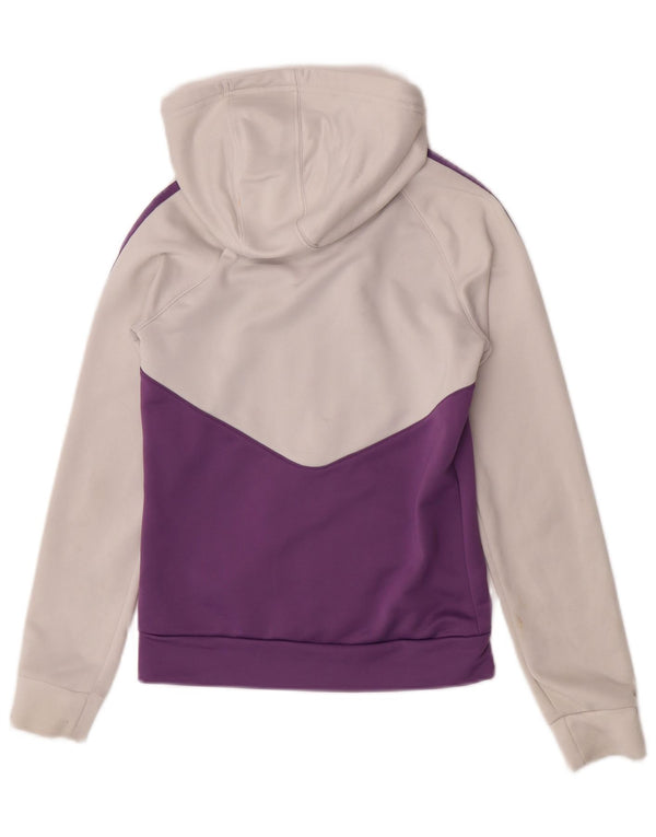 Maglione con cappuccio e zip da donna Adidas UK 8 Small Viola Colourblock Poliestere