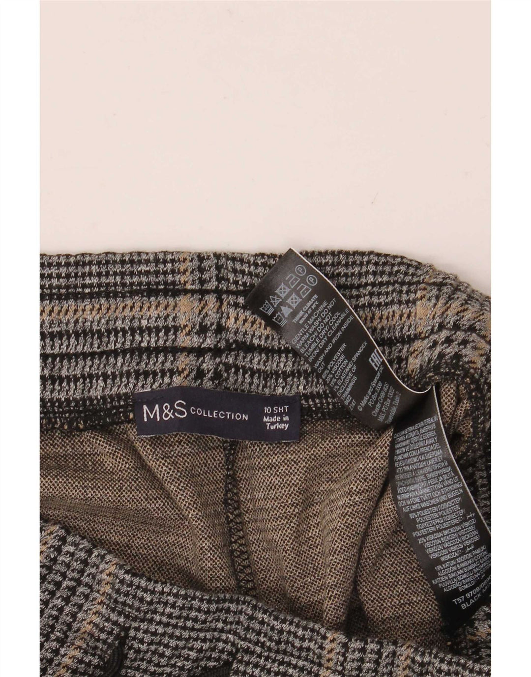 Pantaloni da donna Marks & Spencer UK 10 Small W30 L26 Pied de poule grigio