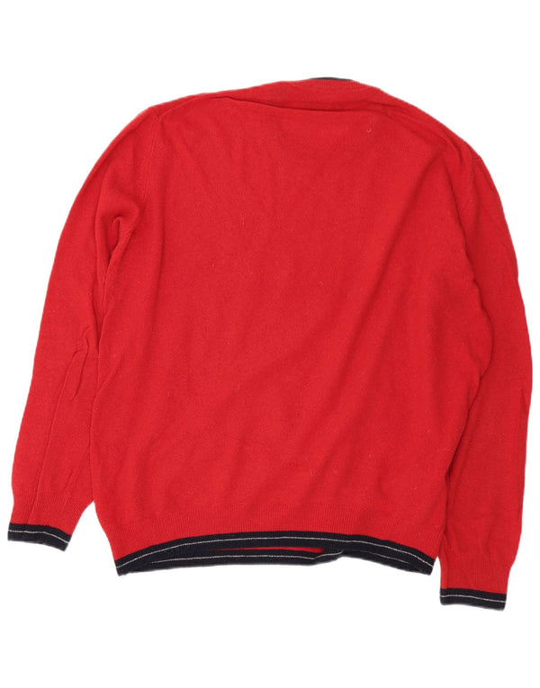Refrigiwear Maglione girocollo da uomo girocollo grande lana merino color block rosso