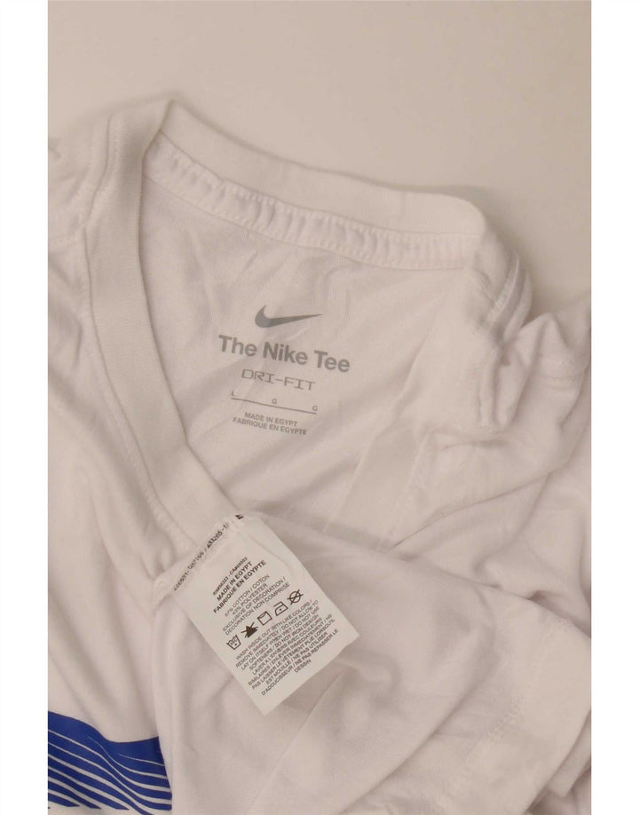 T-shirt grafica Nike Dri Fit da uomo, grande, in cotone bianco