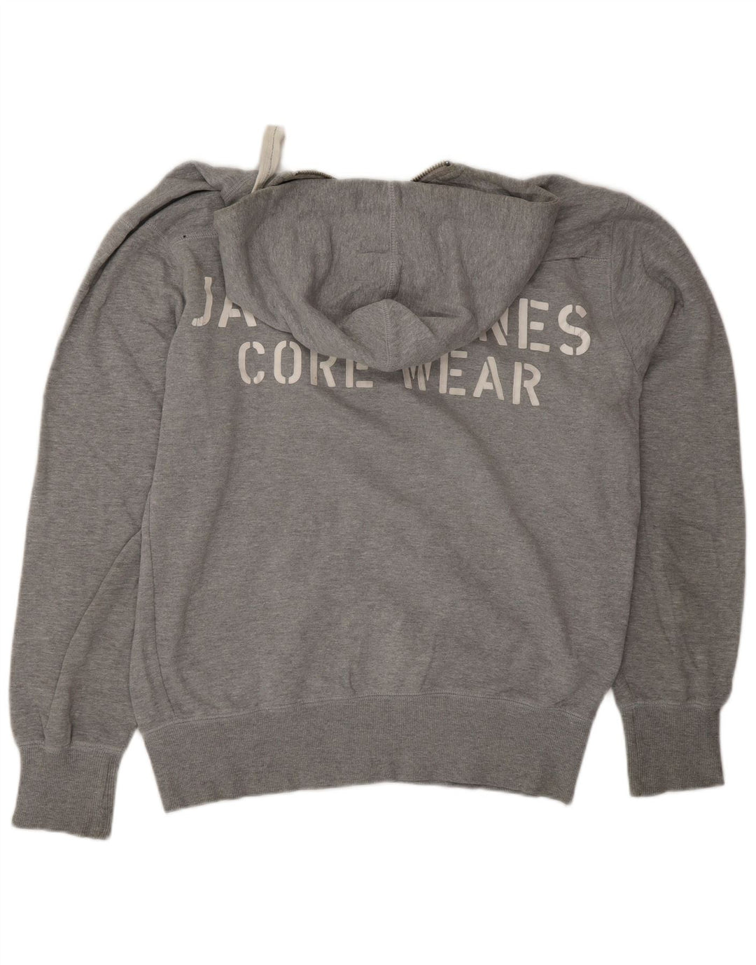 Felpa con cappuccio con zip grafica da uomo Jack & Jones XL grigia
