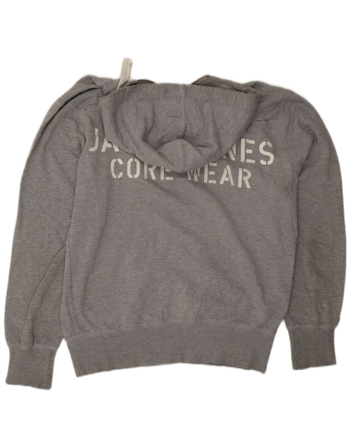 Felpa con cappuccio con zip grafica da uomo Jack & Jones XL grigia