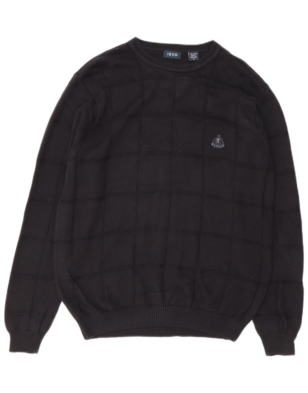Maglione maglione girocollo da uomo IZOD in cotone nero medio
