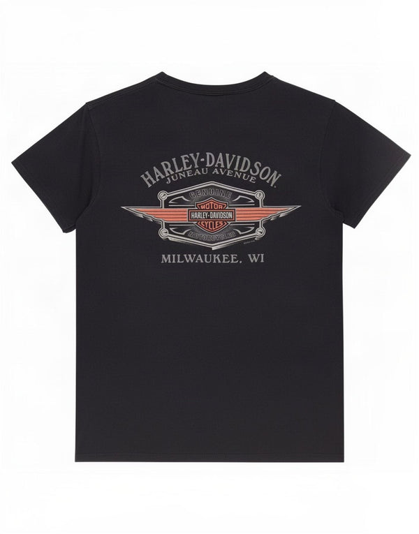 Harley Davidson Mens Graphic T-Shirt Top Medium Navy Blue Cotton