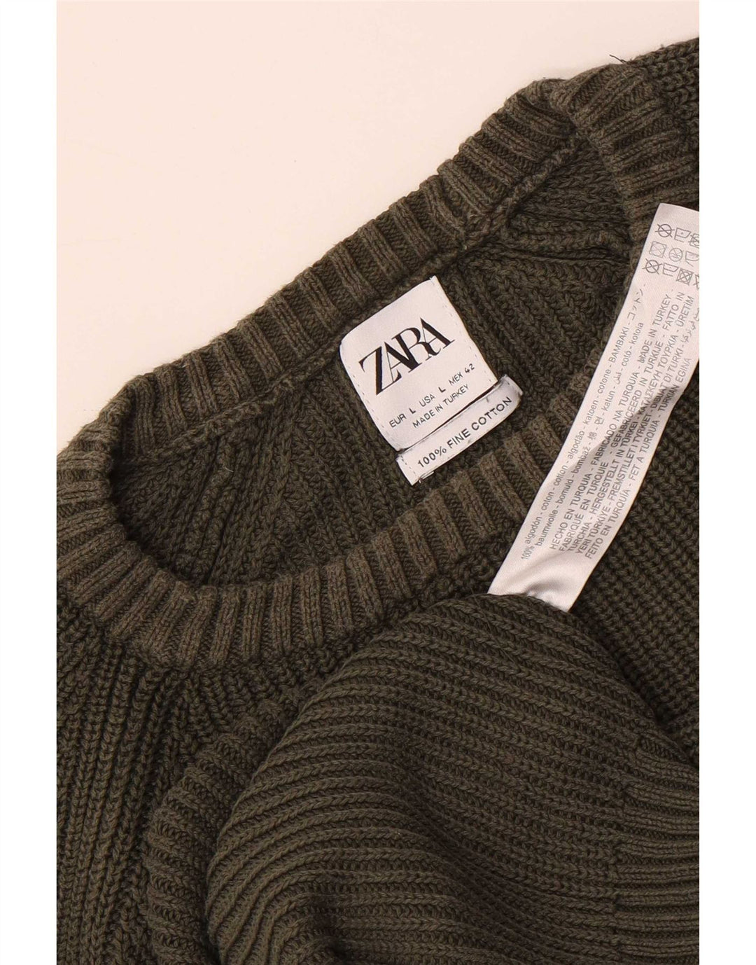 Maglione maglione girocollo da uomo Zara grande in cotone verde