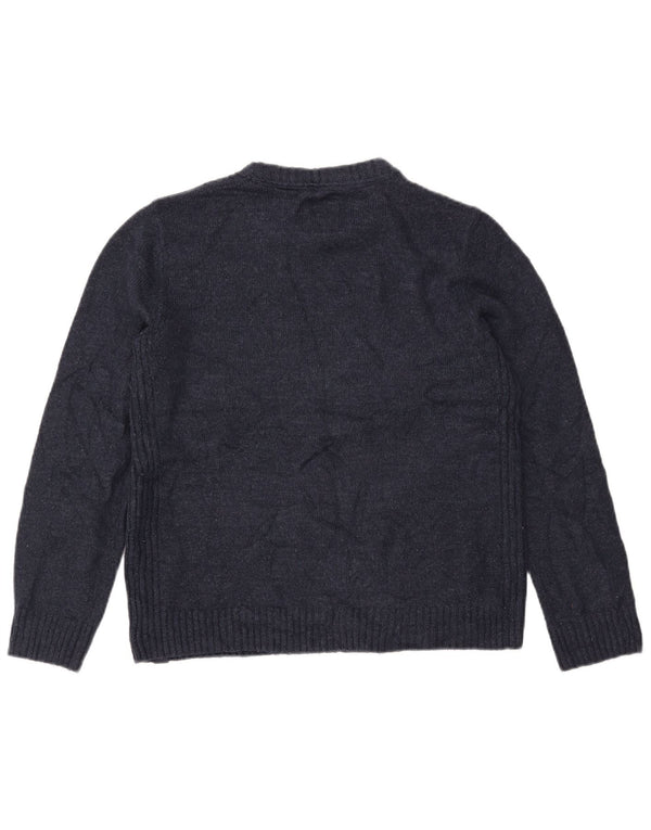 FAT FACE Maglione maglione girocollo oversize da donna UK 10 Piccolo Blu Navy