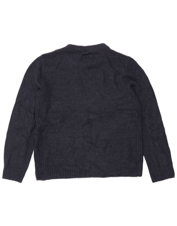 FAT FACE Maglione maglione girocollo oversize da donna UK 10 Piccolo Blu Navy