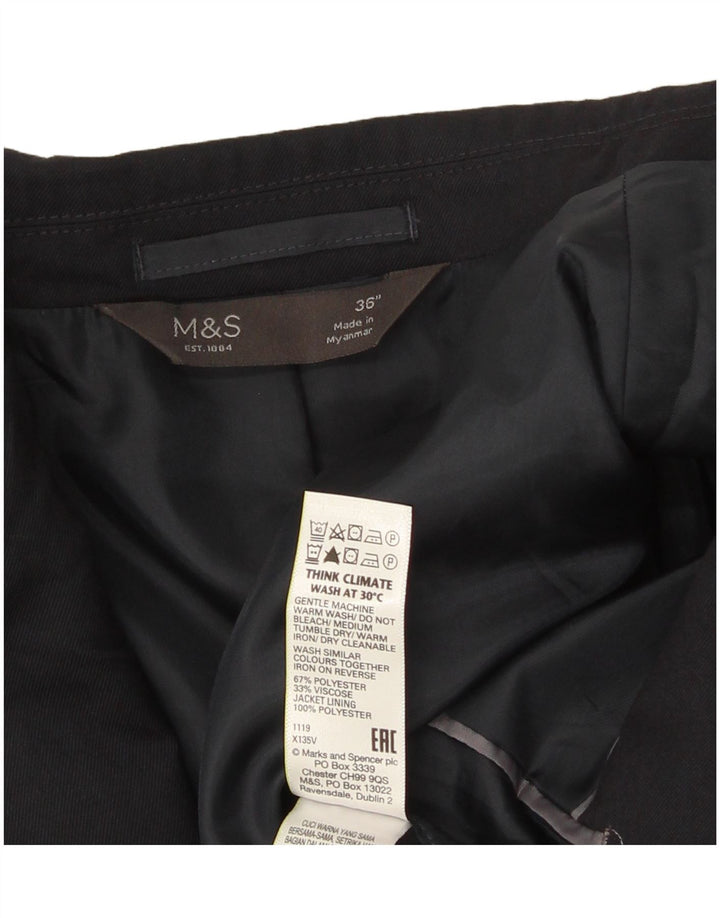 Giacca blazer a 2 bottoni da uomo Marks & Spencer UK 36 piccola in poliestere blu navy