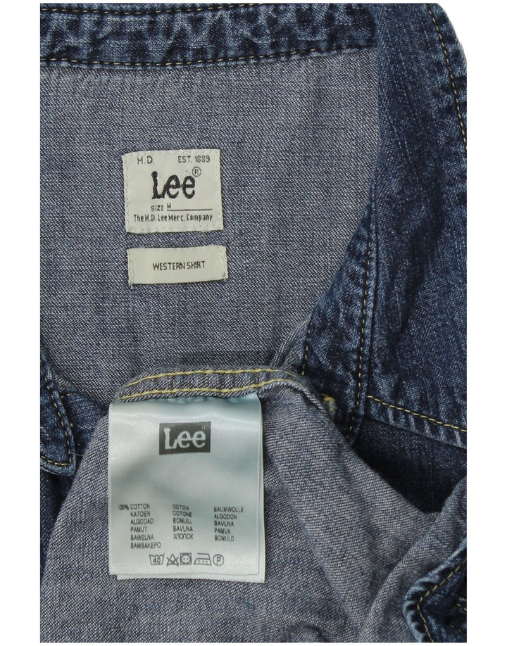 Camicia di jeans da uomo LEE in cotone blu navy medio