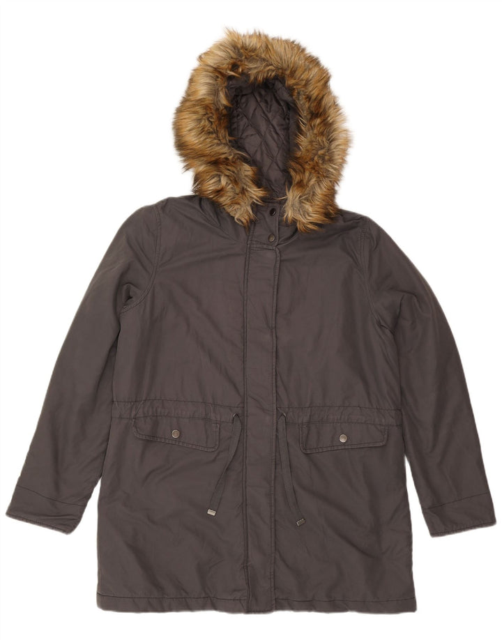 Giacca Parka con cappuccio da donna Benetton UK 40 Large Grigio Cotone