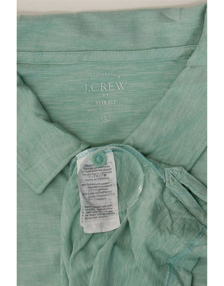 J. CREW Mens Slim Fit Polo Shirt Large Green Flecked Polyester Vintage J. Crew and Second-Hand J. Crew from Messina Hembry 