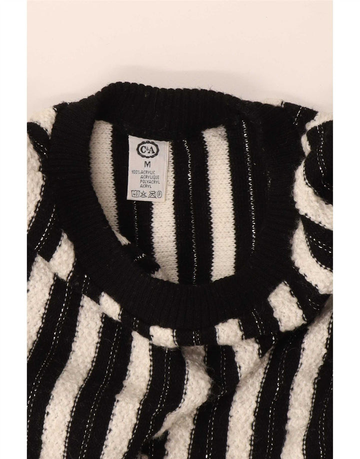 Maglione maglione girocollo da donna C&A UK 14 Acrilico a righe nere medie