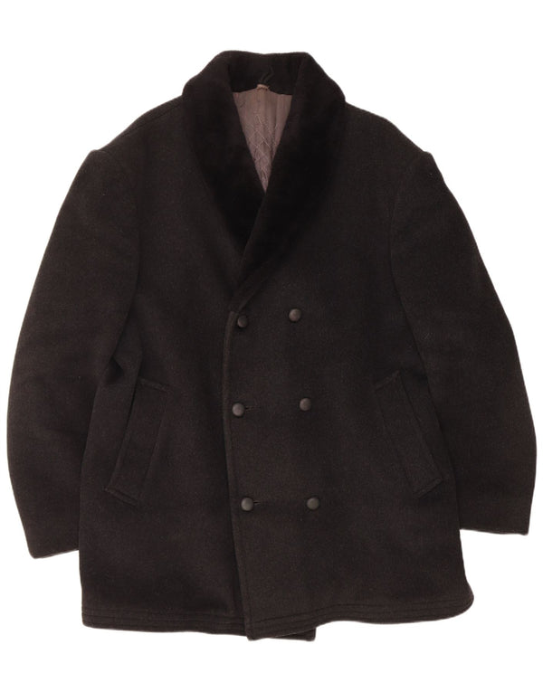 Cappotto doppiopetto vintage da uomo UK 40 grande grigio