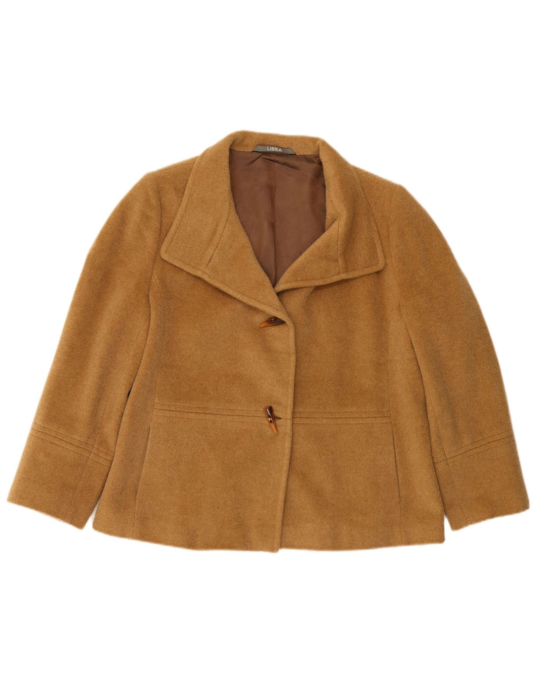 LIBRA Womens Short Overcoat US 12 Large Beige Wool