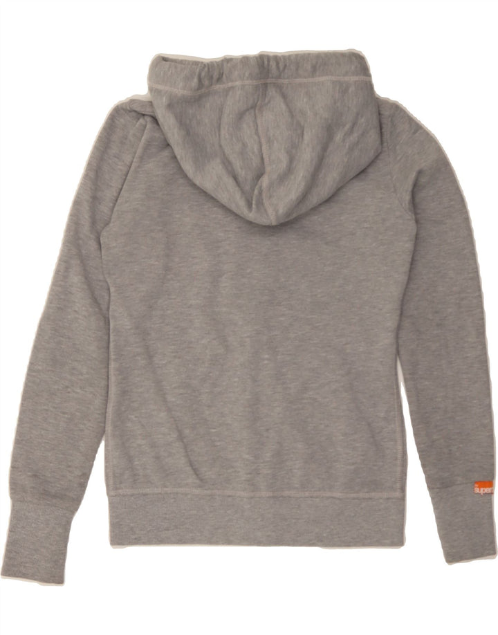 SUPERDRY Womens Zip Hoodie Sweater UK 10 Small Grey Polyester Vintage Superdry and Second-Hand Superdry from Messina Hembry 