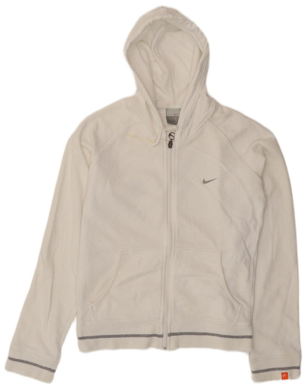 Felpa con cappuccio e zip da donna Nike UK 14/16 grande cotone bianco