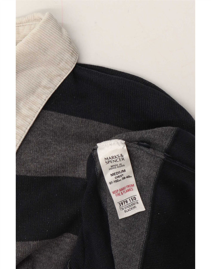 Maglione da uomo Marks & Spencer blu Harbour con collo a polo nero medio