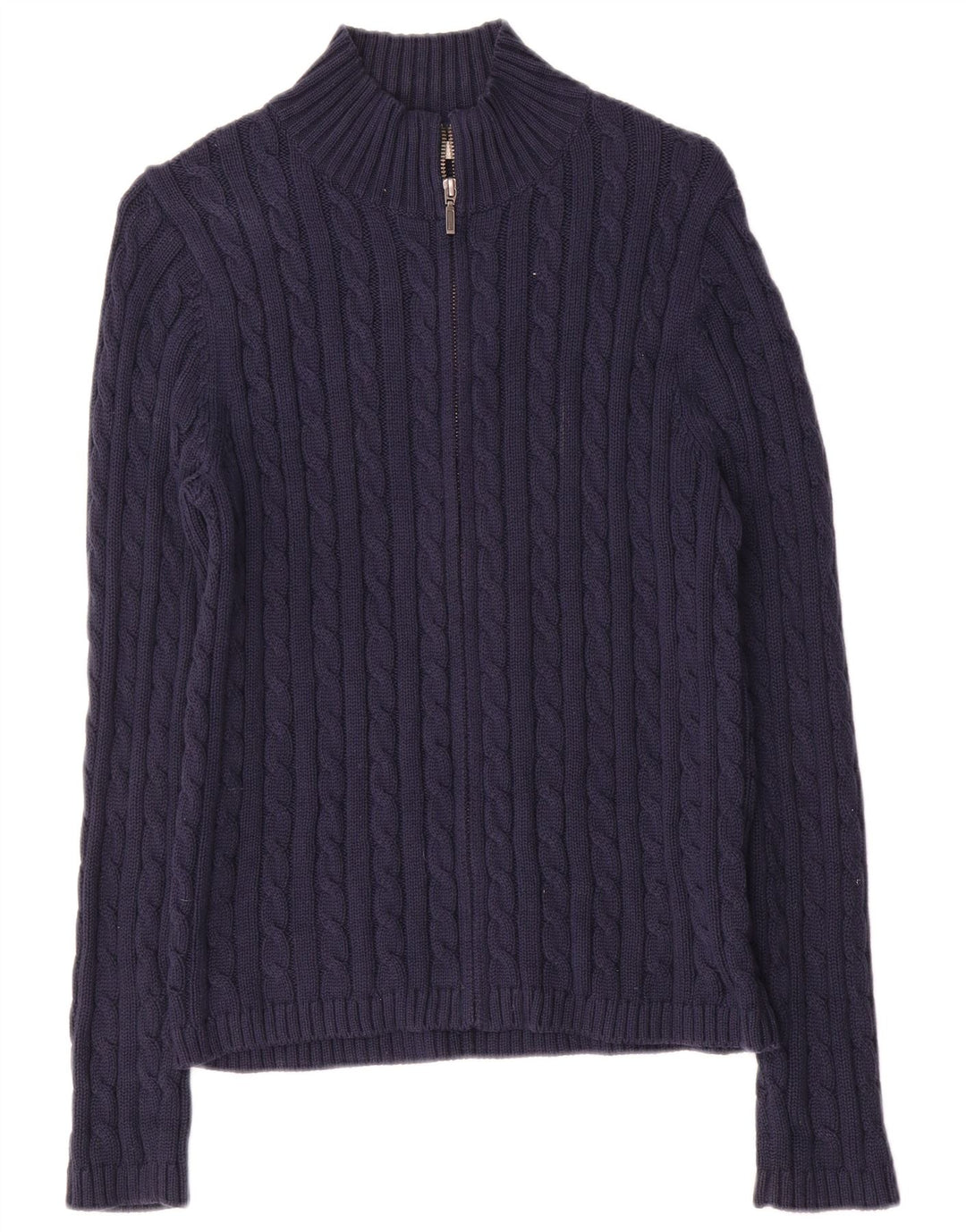 Maglione cardigan da donna L.L.Bean UK 14 cotone blu navy medio