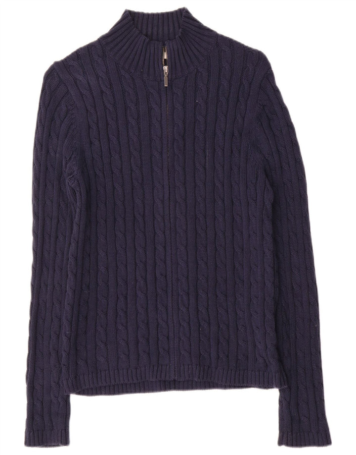 Maglione cardigan da donna L.L.Bean UK 14 cotone blu navy medio