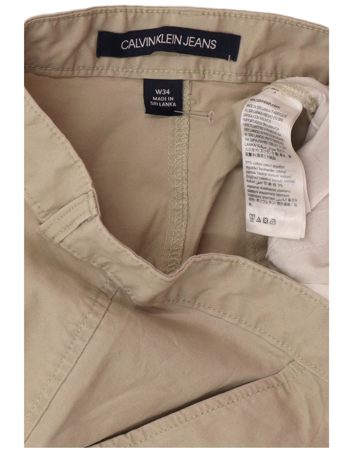 Pantaloncini chino da uomo Calvin Klein W34 Large in cotone beige
