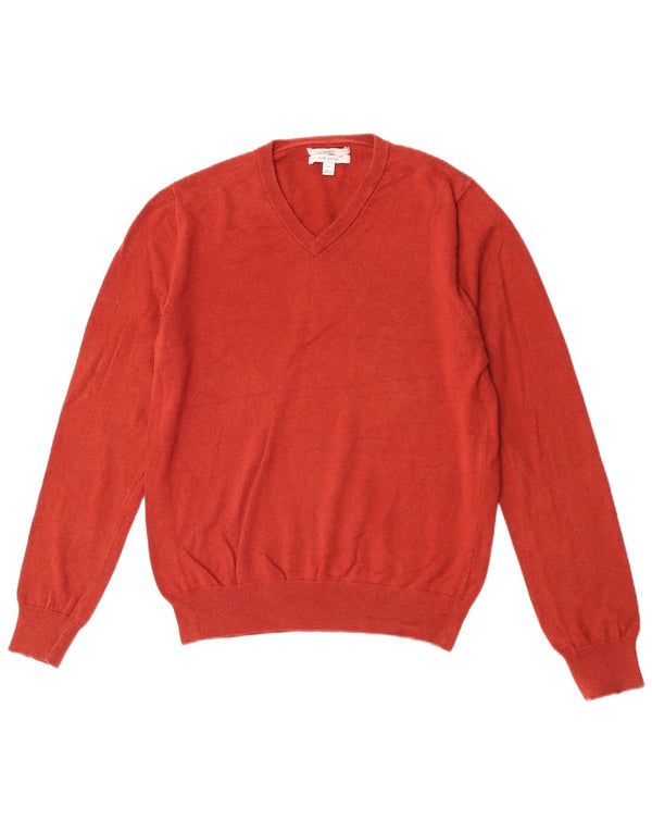 Maglione da uomo con scollo a V Marks & Spencer in cotone rosso medio