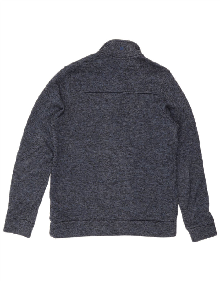 Felpa da uomo con collo con zip Mountain Warehouse, maglione piccolo blu navy screziato