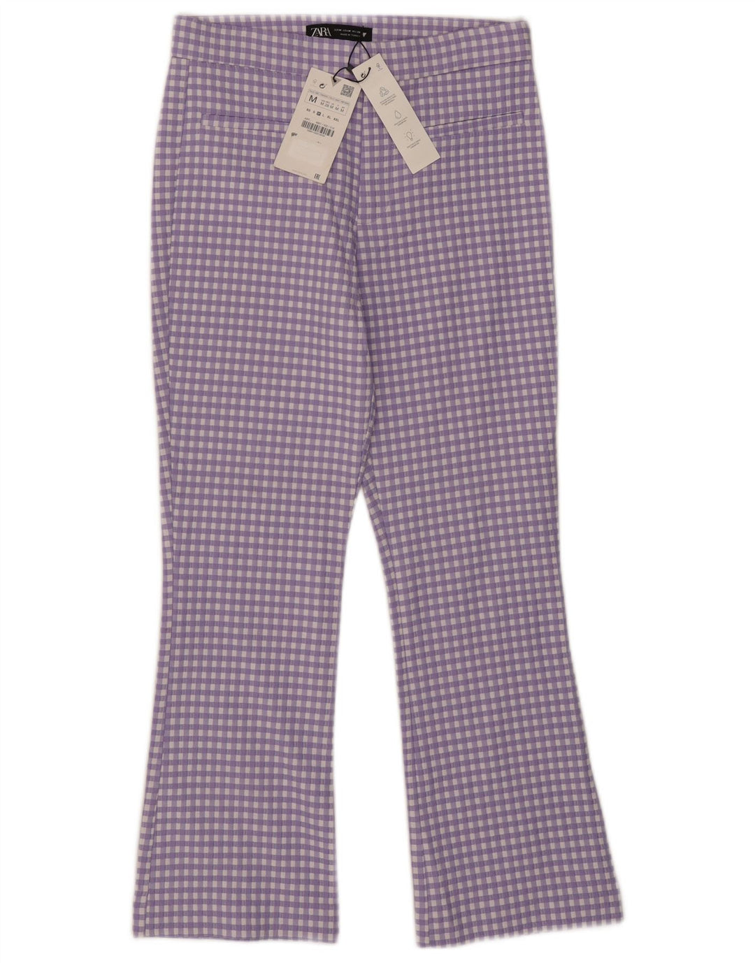 Pantaloni corti da donna Zara Bootcut medi W28 L25 a quadretti viola