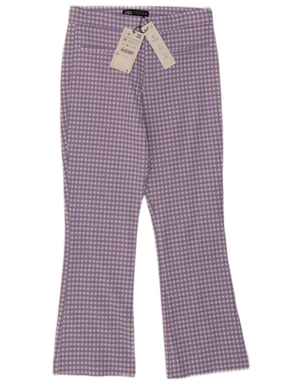 Pantaloni corti da donna Zara Bootcut medi W28 L25 a quadretti viola
