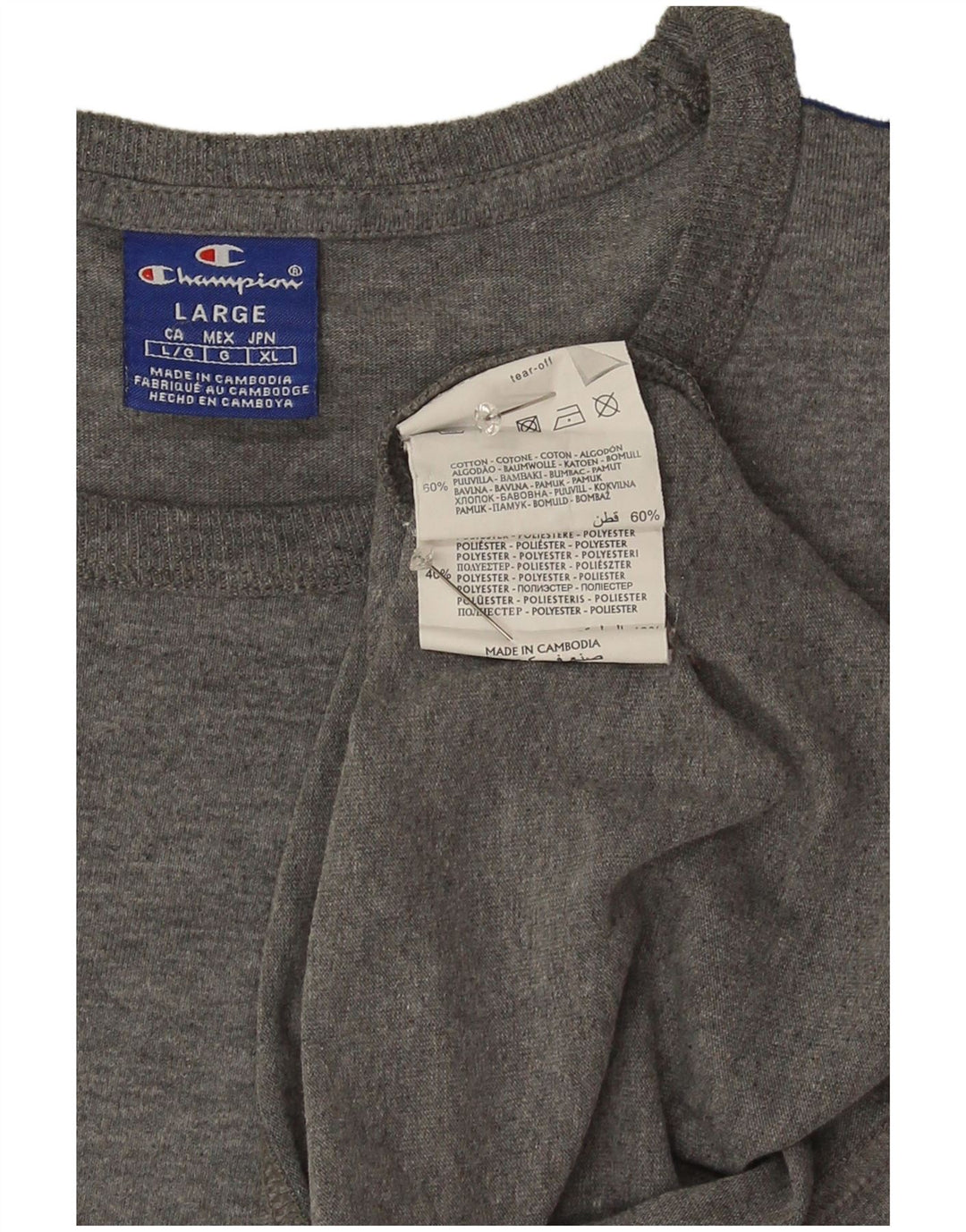 T-shirt grafica da uomo Champion Top grande in cotone color block grigio