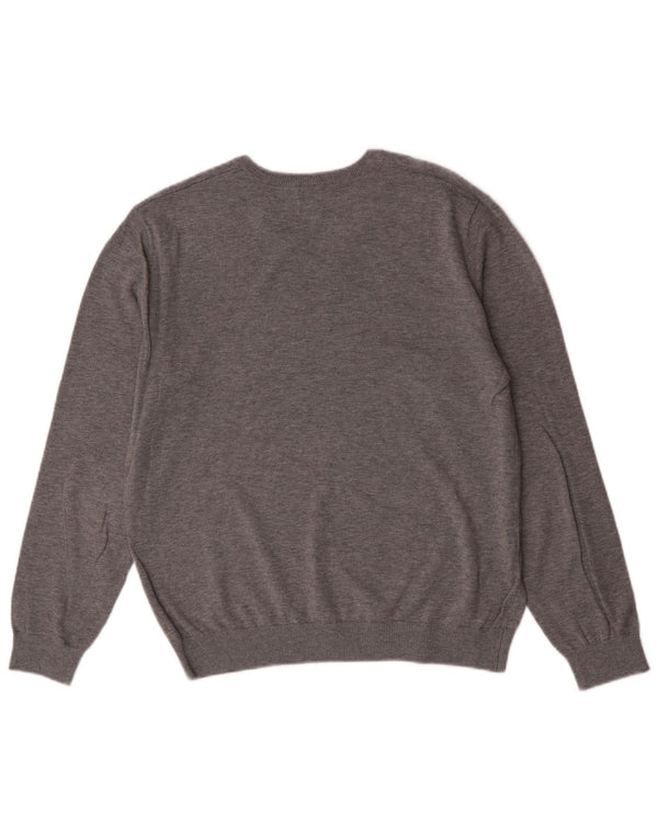 Maglione Boggi da uomo con scollo a V Milano in cotone chiazzato grigio medio