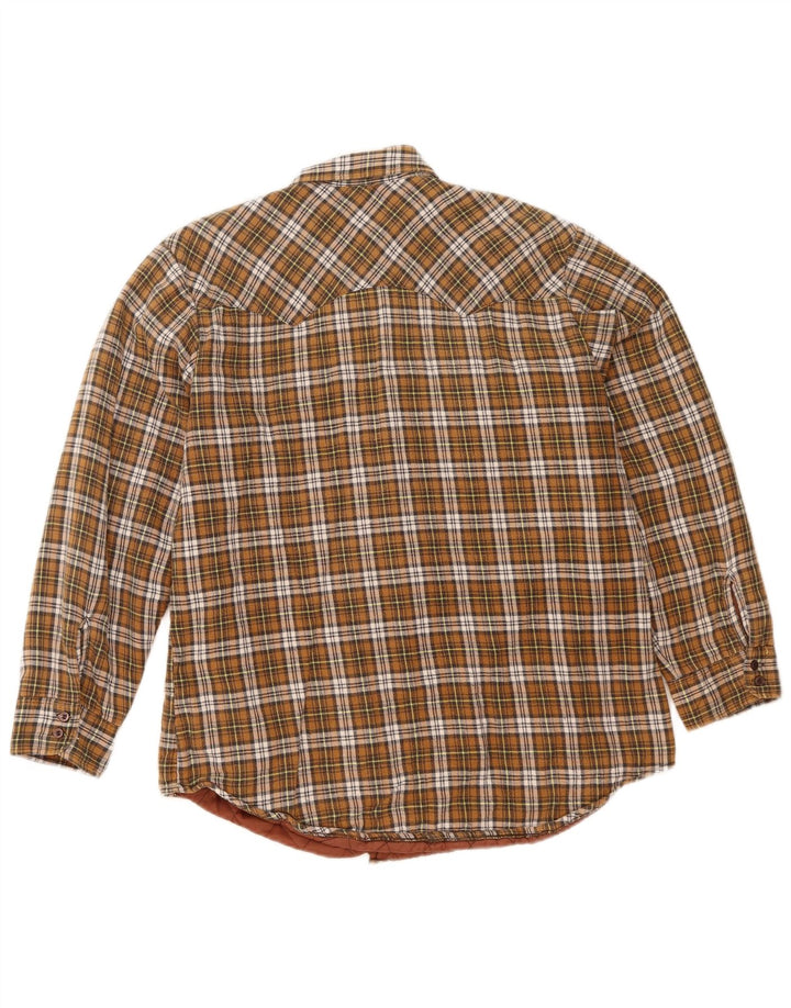 Camicia vintage da uomo in flanella da boscaiolo taglia 40/42 in cotone a quadri marrone medio