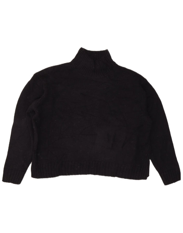 Zara Donna Maglione Corto Oversize con Collo Dolcevita UK 16 Large Blu Navy
