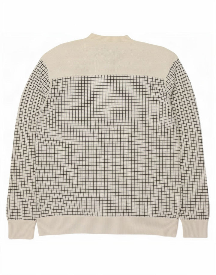 Jack & Jones Maglione da uomo con scollo a V XL in cotone a quadri bianchi