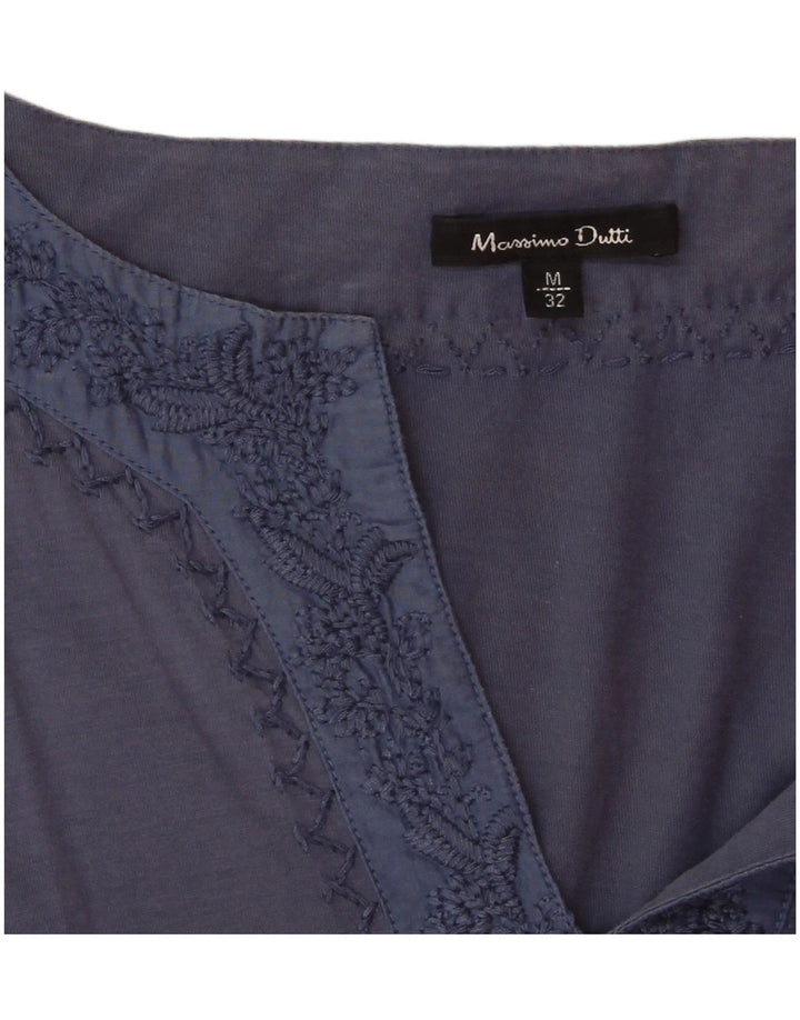Massimo Dutti Camicetta a maniche lunghe da donna Top UK 14 Cotone blu medio