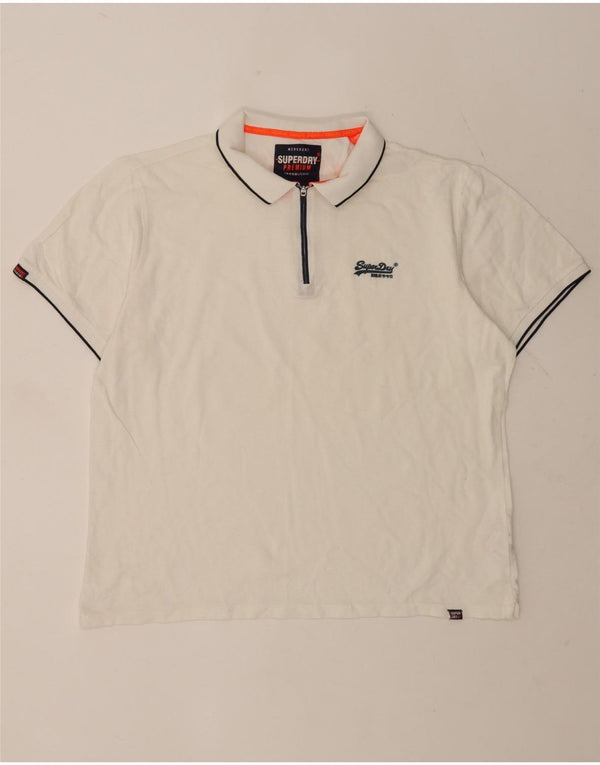 Polo da uomo Superdry 2XL cotone a righe bianche