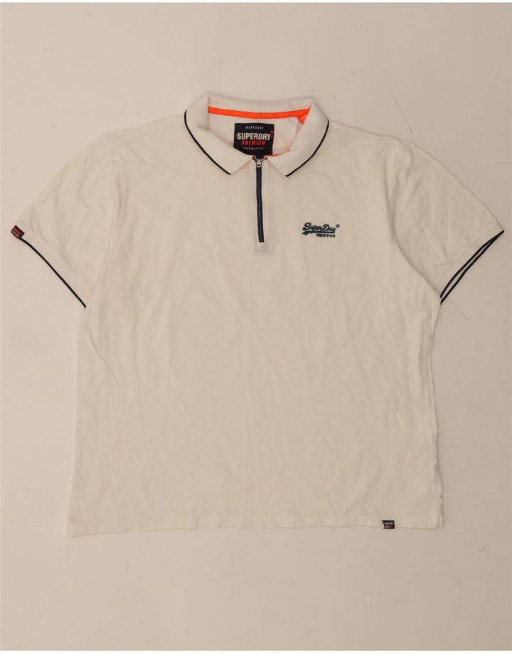 Polo da uomo Superdry 2XL cotone a righe bianche