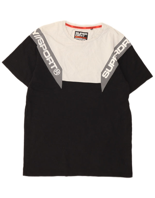 T-shirt grafica da uomo Superdry Top in cotone color block medio nero